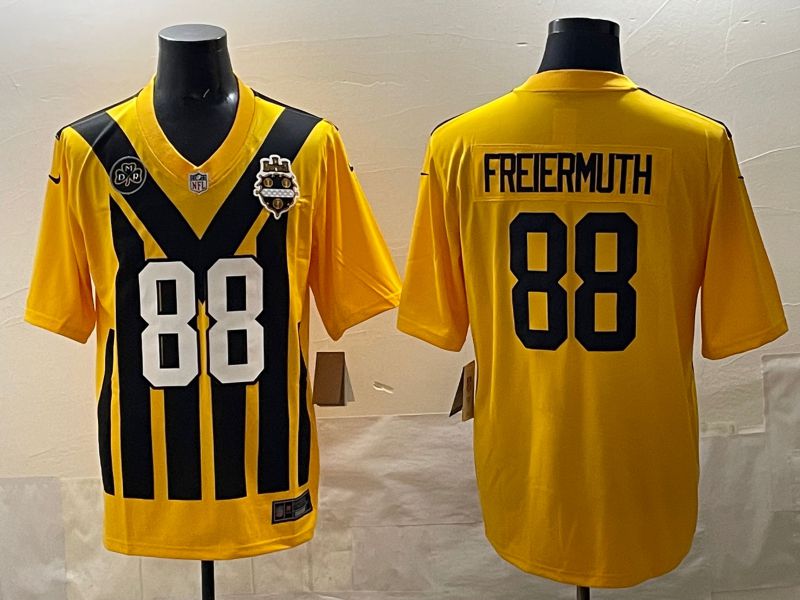 Men 2025 Pittsburgh Steelers #88 Freiermuth Yellow Retro Nike Limited NFL Jersey style 003